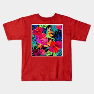 Exotic Orchid Flower and Vine Print Kids T-Shirt